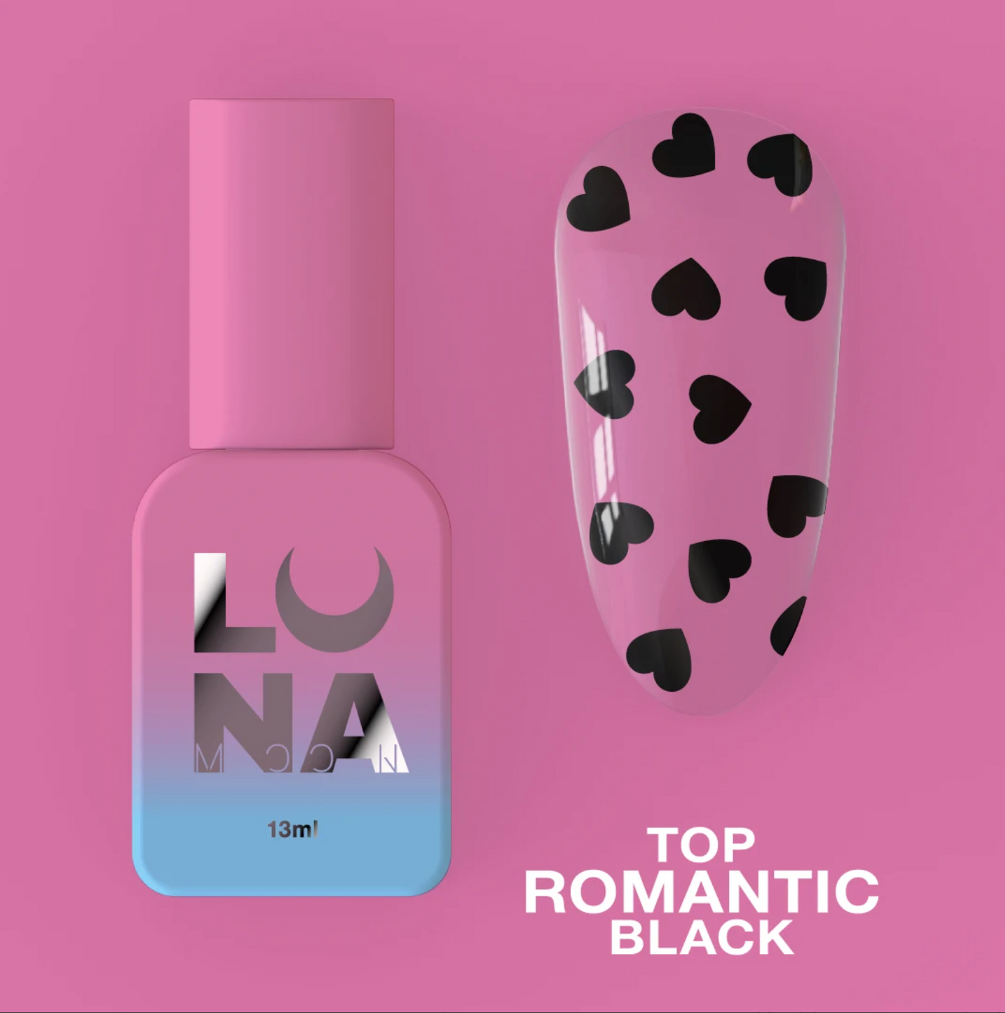 LunaMoon Top Coat Romantic Black , 13ml